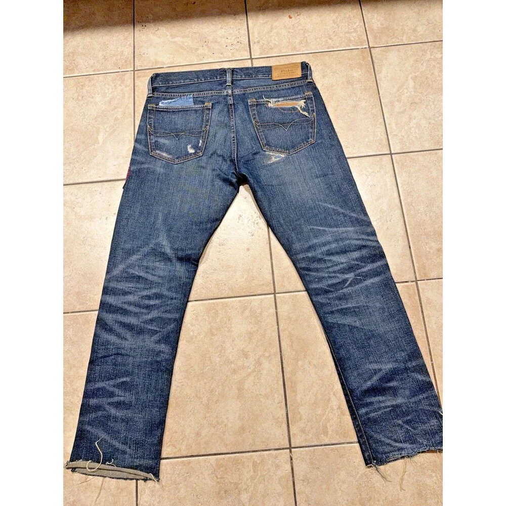 Polo Ralph Lauren Jeans Men 31x30 (Fits 34) Varick Slim Straight Patchwork Denim - Picture 2 of 12